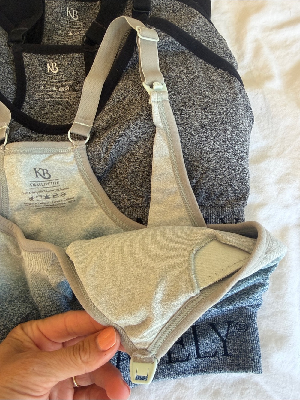 Kindred Bravely Ombre Nursing Sleep Bras in Gray, Black and Blue - Picture 3 of 5
